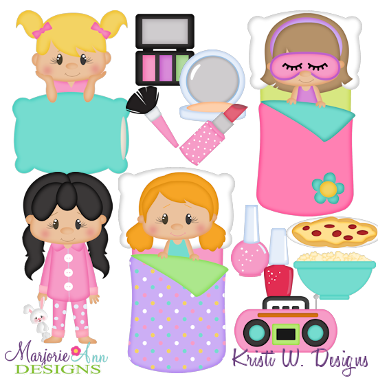 Sleepover Girls SVG Cutting Files Includes Clipart - Click Image to Close